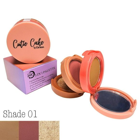 Cutie Cake Mini Eyeshadow Palette Highlighter Contour Blush Makeup Set #01 - Picture 1 of 12